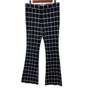 Derek Lam 10 Crosby Plaid Flare‎ Pants Women’s Size 8 Blue Black White Dressy
